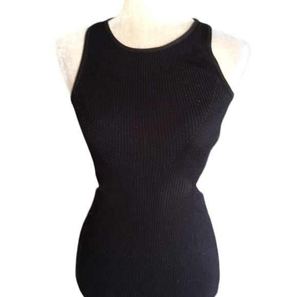 NEW House of Harlow 1960 Black Ribbed Midriff Cutout Bodycon Midi Dress - XS - Picture 6 of 15